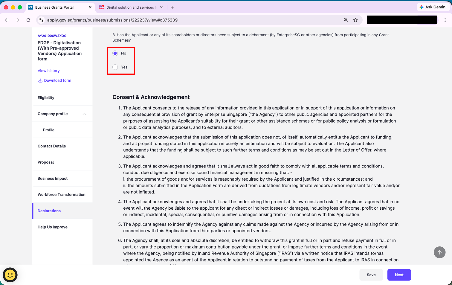 Disclosure statement 8