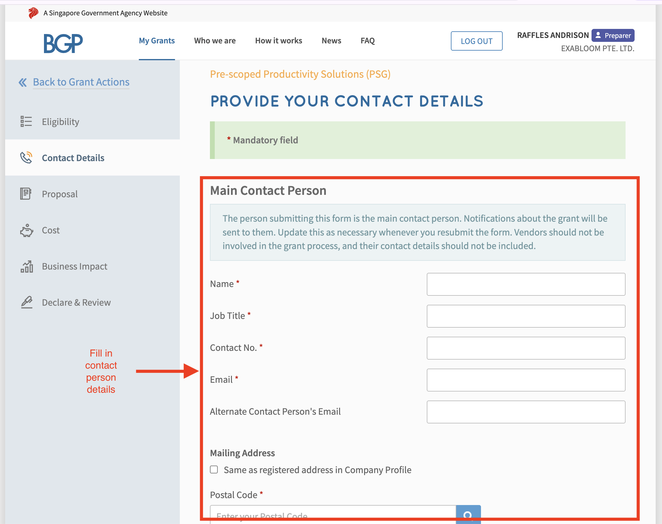 Provide your contact details