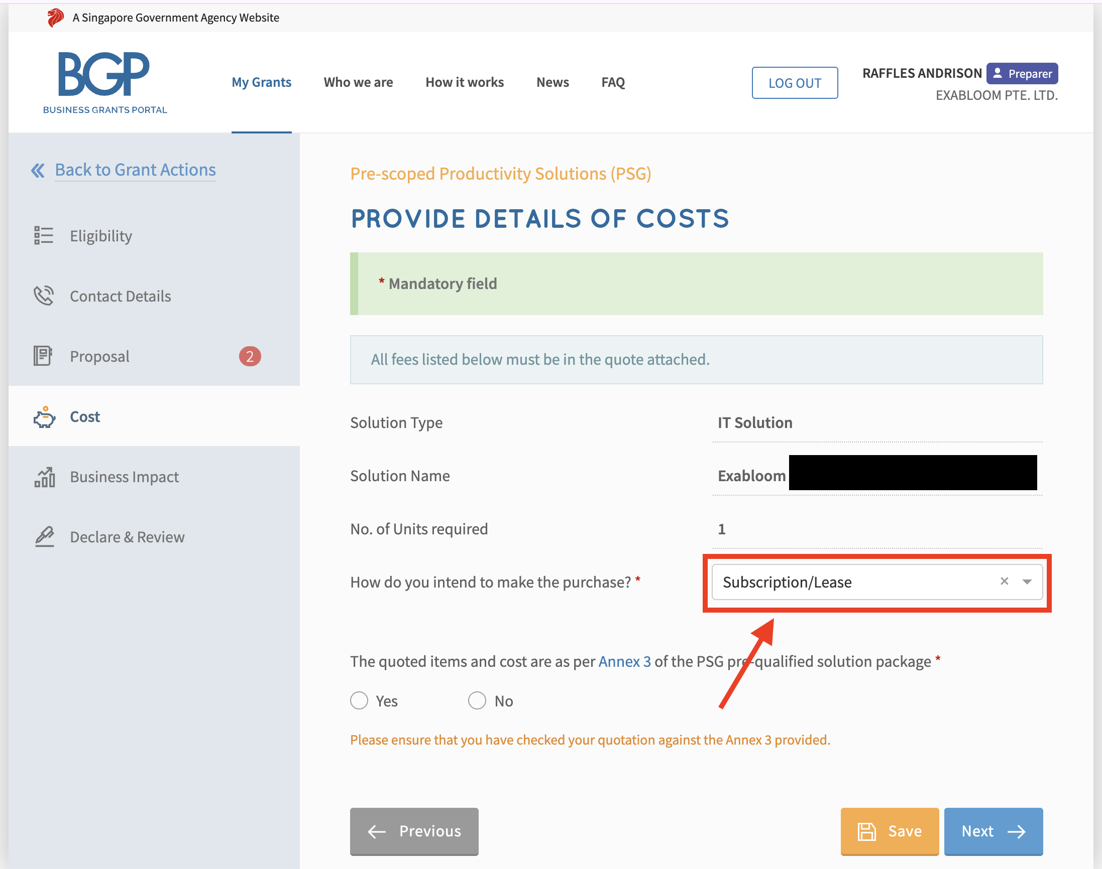 Proposal Purchase Method